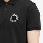 Moncler Men's Embroidered Dragon Piquet Polo Shirt in Black