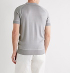 Orlebar Brown - Milburn Slim-Fit Contrast-Tipped Merino Wool and Silk-Blend Polo Shirt - Gray