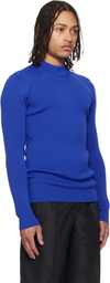Jil Sander Blue Long Sleeve Mockneck Sweater