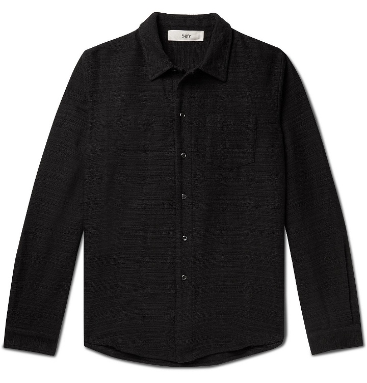 Photo: SÉFR - Leo Textured-Cotton Shirt - Black