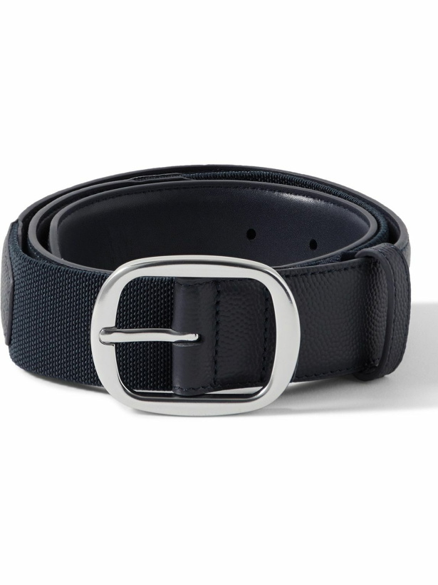 Photo: G/FORE - 3cm Pebble-Grain Leather and Stretch-Canvas Belt - Blue