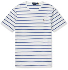 POLO RALPH LAUREN - Logo-Embroidered Striped Interlock Cotton T-Shirt - White