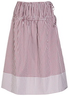 Liberowe Eve Checked Cotton Midi Skirt Pink