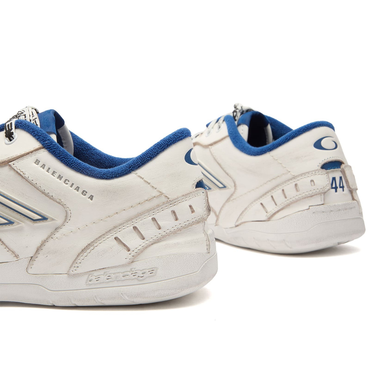 Balenciaga Men's Hamptons Worn Out Sneaker in White/Blu
