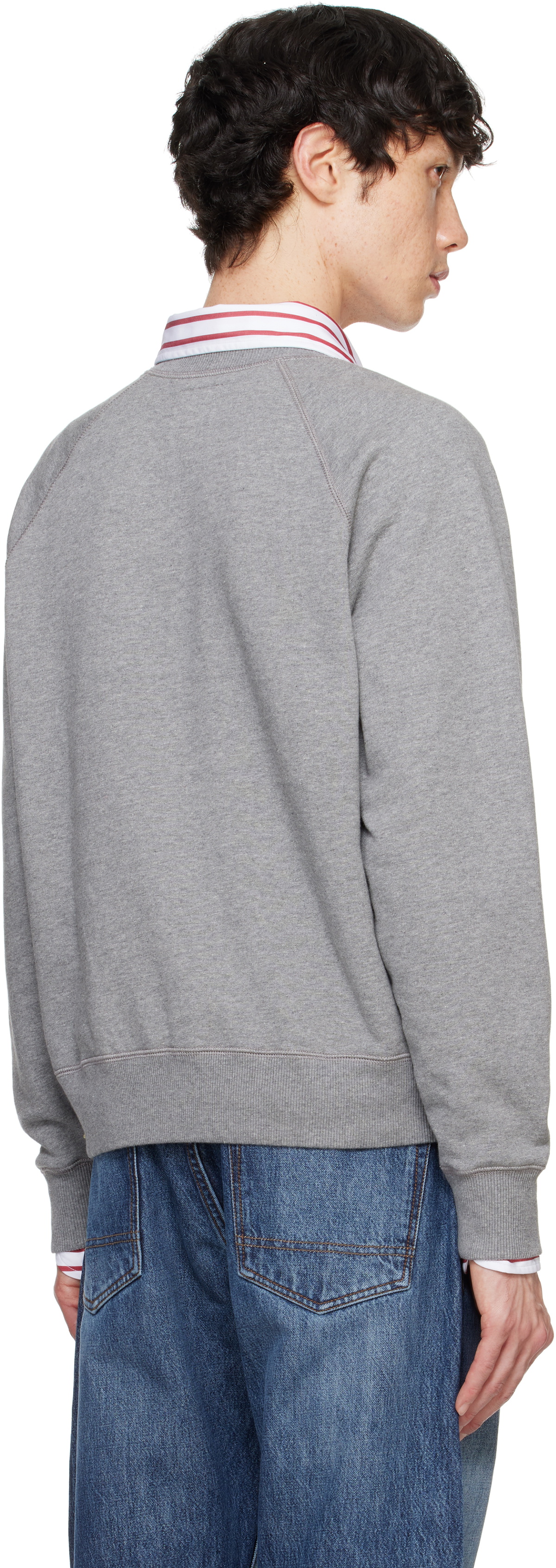 Drake's Gray Brushed Cotton Jersey Sweatshirt