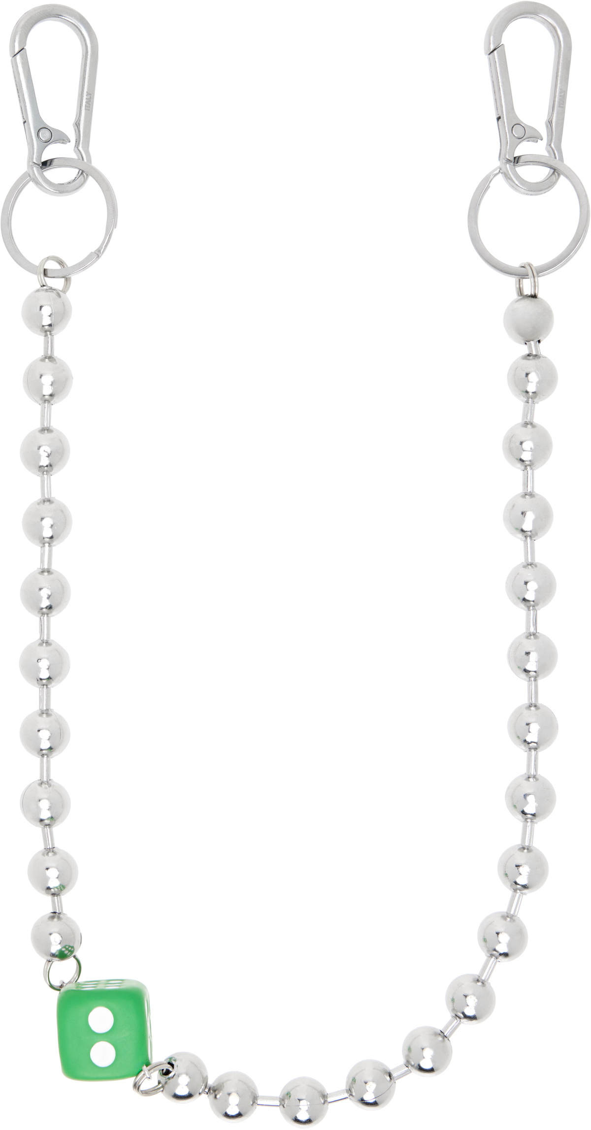 VEERT Silver & Green 'The Ball Dice Wallet Chain' Keychain