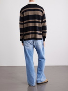FRAME - Striped Wool and Cashmere-Blend Polo Shirt - Black