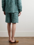 Auralee - Straight-Leg Pleated Cotton-Blend Tweed Shorts - Blue