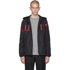 Valentino Black and Red Logo Zip Jacket