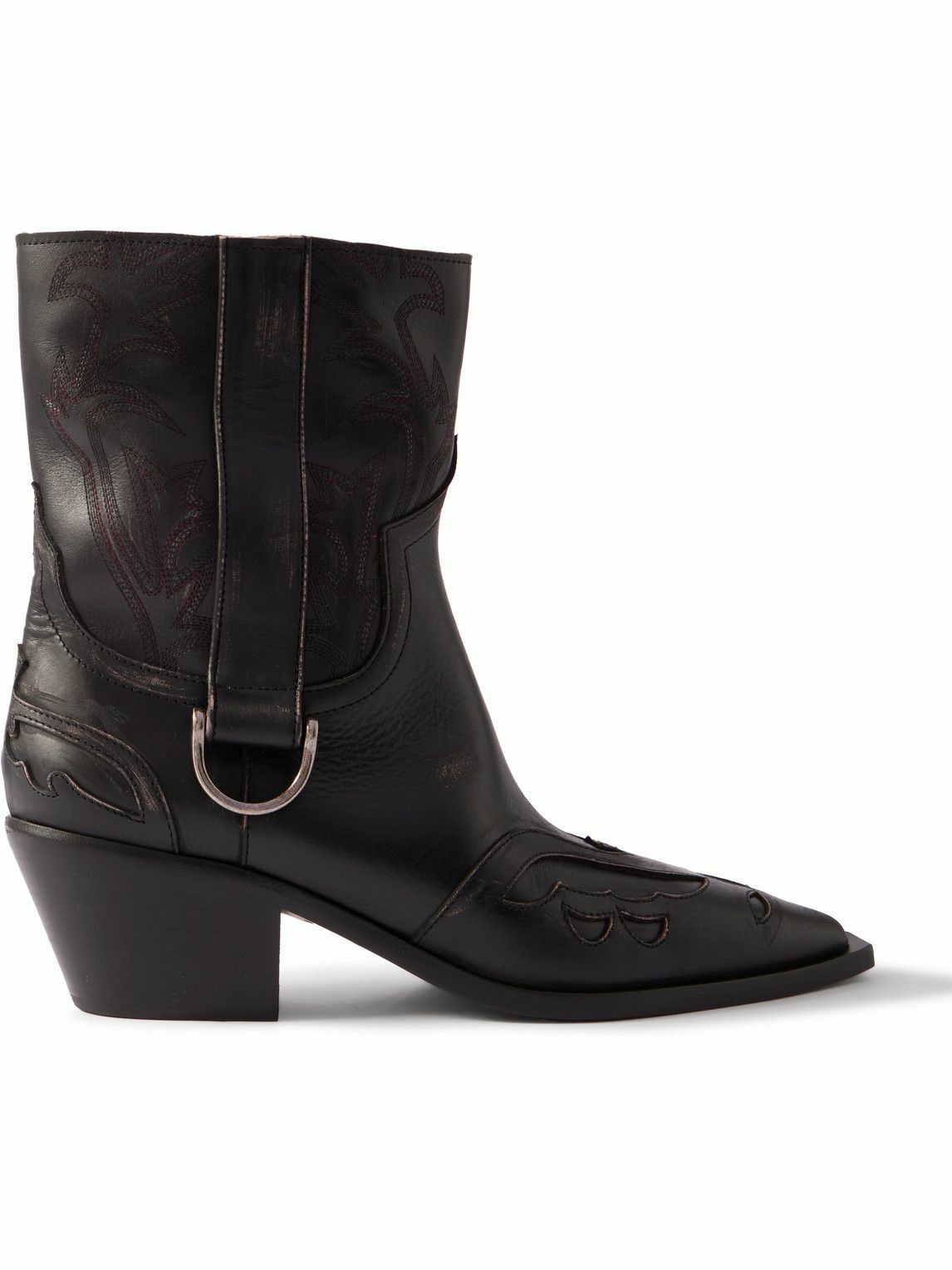 Enfants Riches Déprimés - Distressed Leather Cowboy Boots - Black