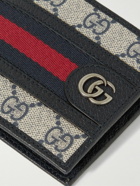 GUCCI - Ophidia Webbing-Trimmed Monogrammed Coated-Canvas and Leather Billfold Wallet