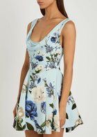 Alice + Olivia Estrella Floral-print Crepe Mini Dress Blue
