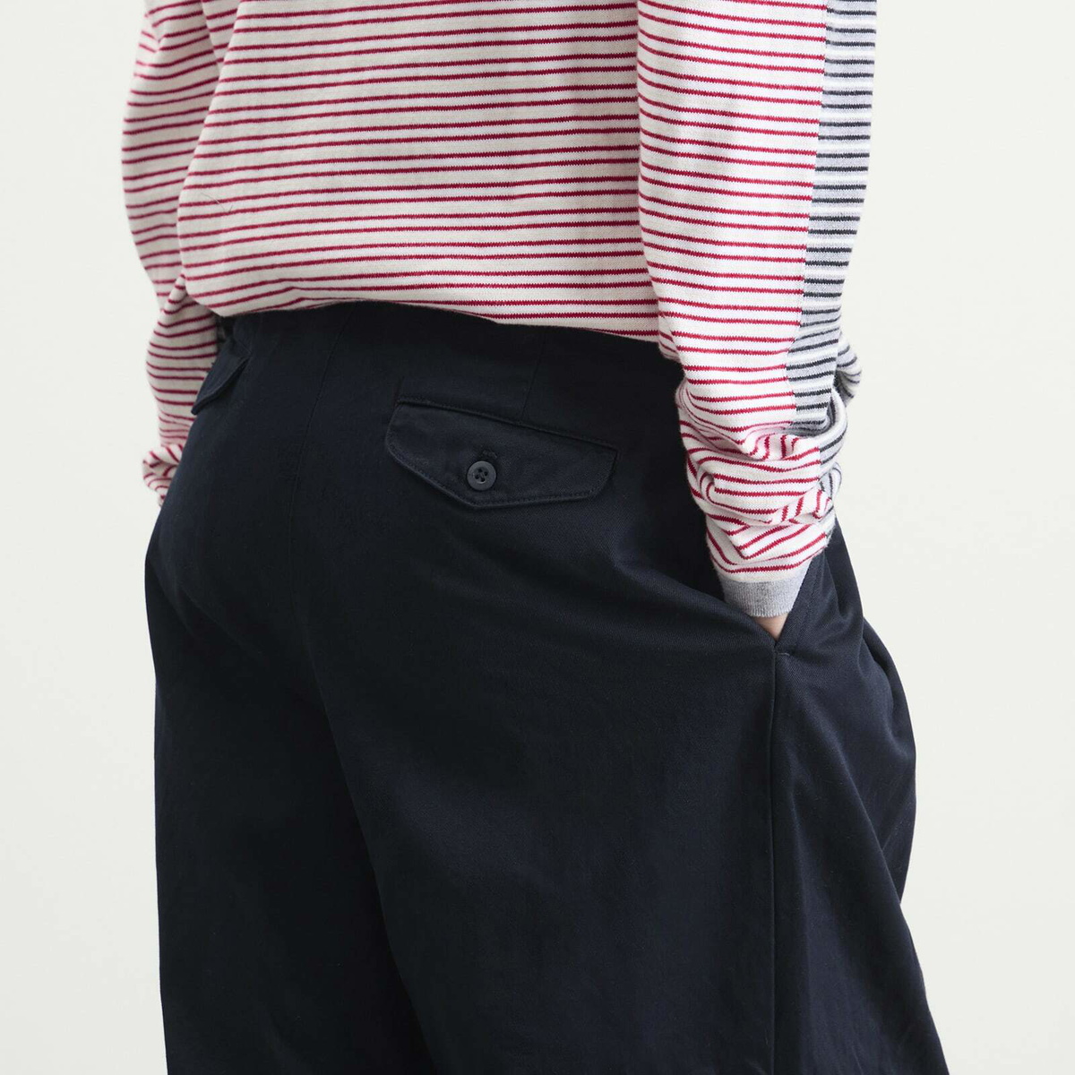 Beams Boy Women's Wide Leg Chino Pant in D.Navy