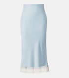 Faithfull Cydney lace-trimmed satin midi skirt