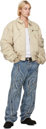 Thug Club Beige 'A Wingless Bird' Bomber Jacket
