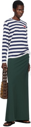 COMME des GARÇONS PLAY Navy & White L/S Stripe Rhinestone T-shirt