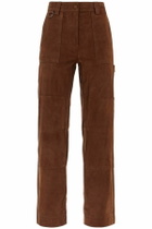 SAKS POTTS suede leather workwear pants Brown