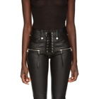 Unravel Black Leather Lace-Up Pants