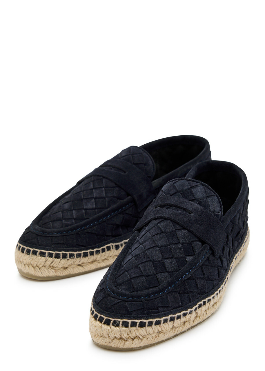 Castañer Nilo Braided Suede Espadrille Loafers Navy