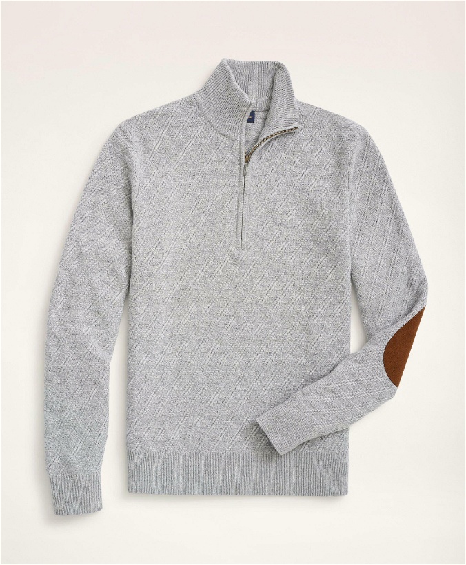 Photo: Brooks Brothers Men's Wool Cashmere Diamond Half-Zip Sweater | Medium Heather Grey