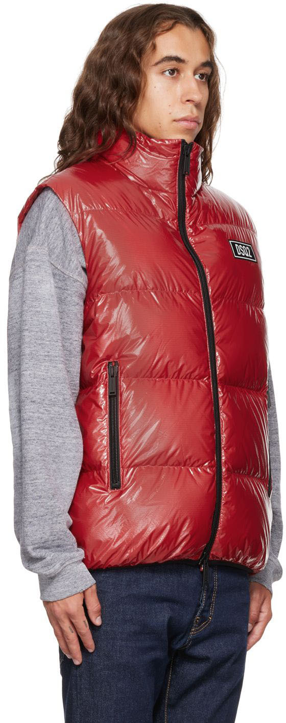 Dsquared2 Red Quilted Down Vest Dsquared2