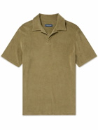 Frescobol Carioca - Faustino Camp-Collar Cotton, Lyocell and Linen-Blend Terry Polo Shirt - Green