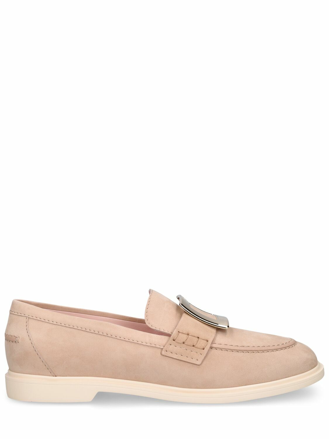 Roger Vivier £1120 Sand Suede Crystal Buckle Mules 37