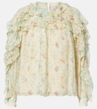 Ulla Johnson Willow ruffled floral silk blouse