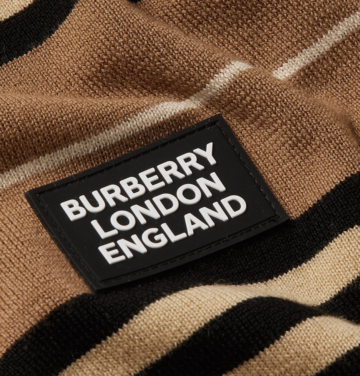 Burberry - Striped Merino Wool Polo Shirt - Brown