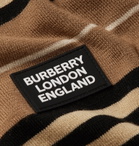 Burberry - Striped Merino Wool Polo Shirt - Brown