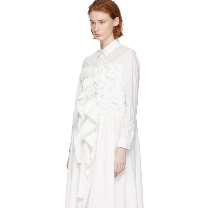 Chika Kisada White Gathered Shirt Dress