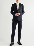 Mr P. - Navy Unstructured Worsted Wool Blazer - Blue