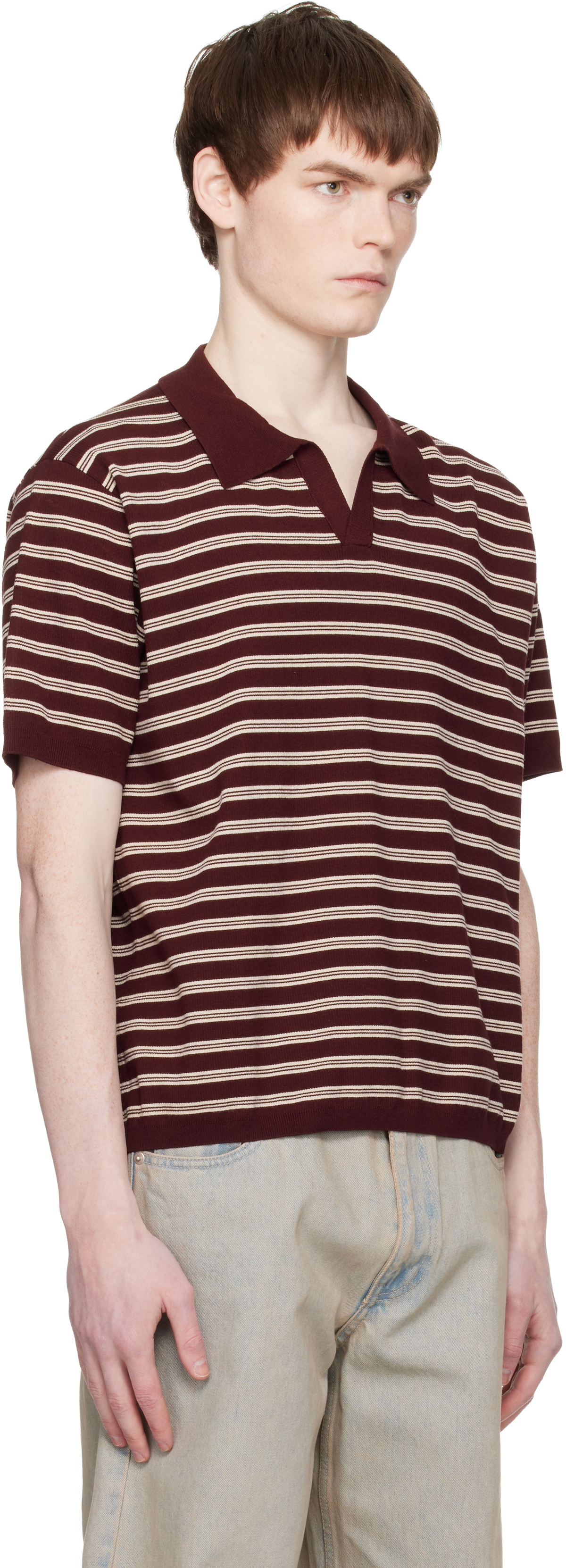 COOR Red Open-Collar Stripe Polo