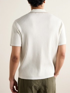 Rag & Bone - Johnny Harbour Ribbed Cotton-Blend Polo Shirt - Neutrals