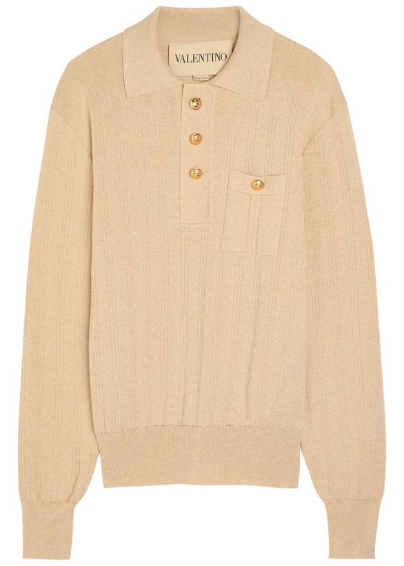 Photo: Valentino Garavani Fine-knit Polo Jumper Cream
