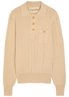 Valentino Garavani Fine-knit Polo Jumper Cream