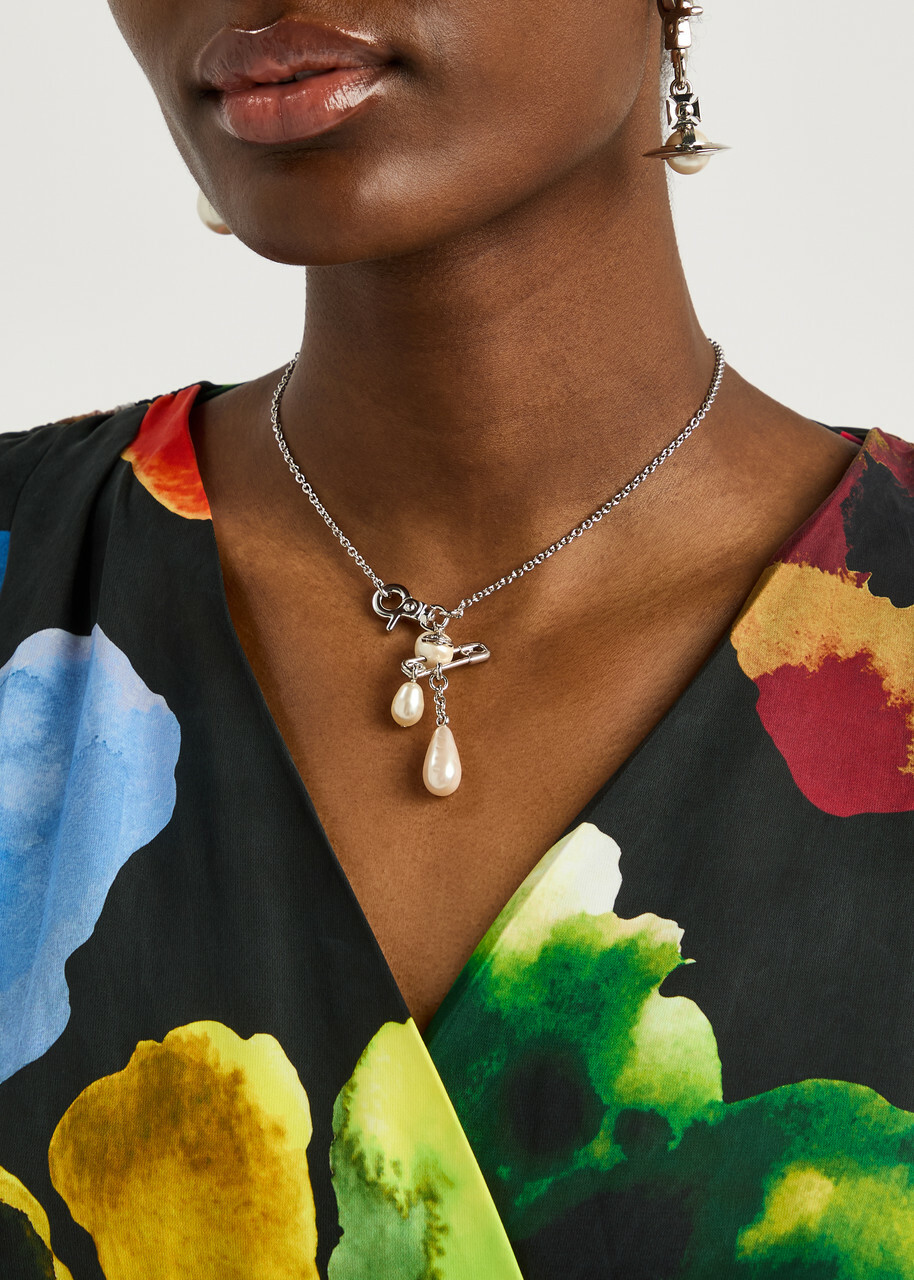 Vivienne Westwood Claude Small Pearl Drop Necklace - Silver - One