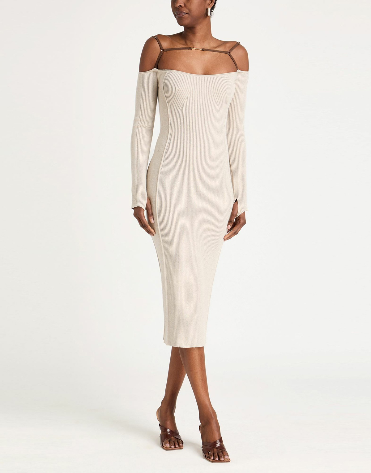 Jacquemus Womens Midi dress in Beige