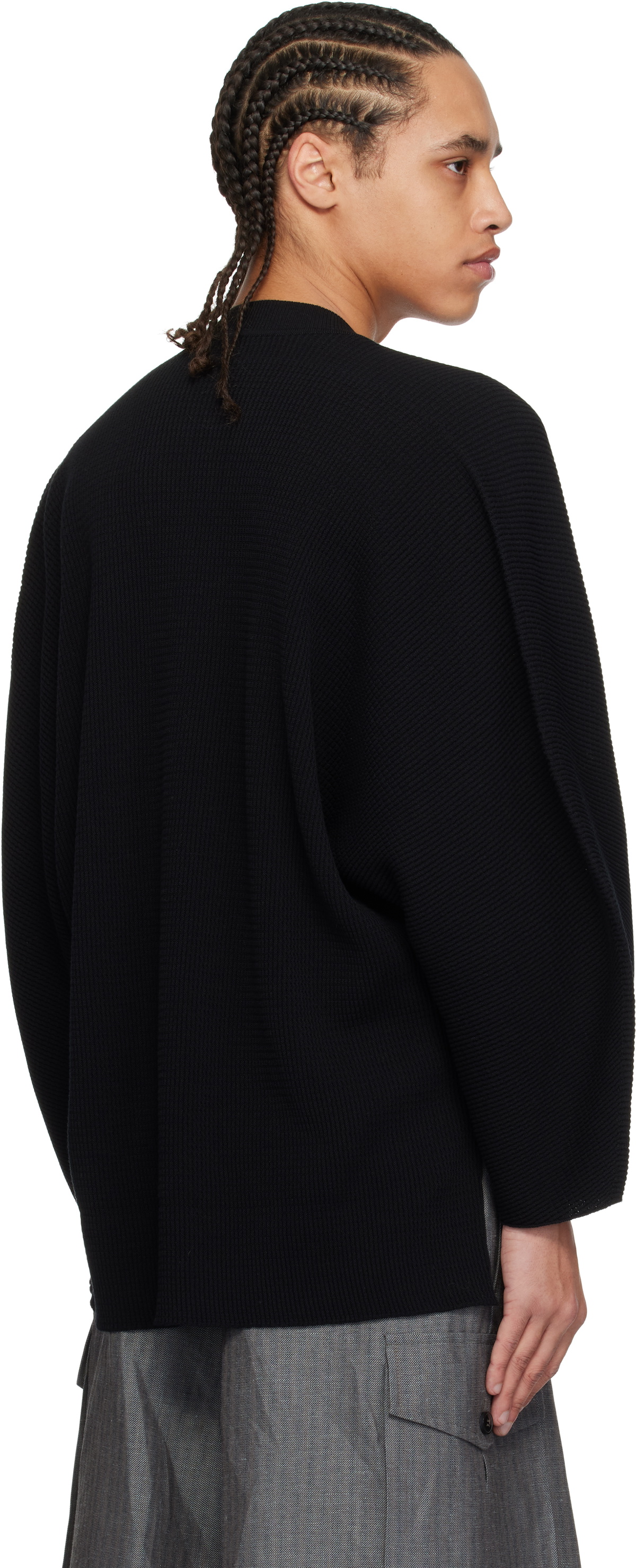 HOMME PLISSÉ ISSEY MIYAKE Black Tight Twist Cotton Knit