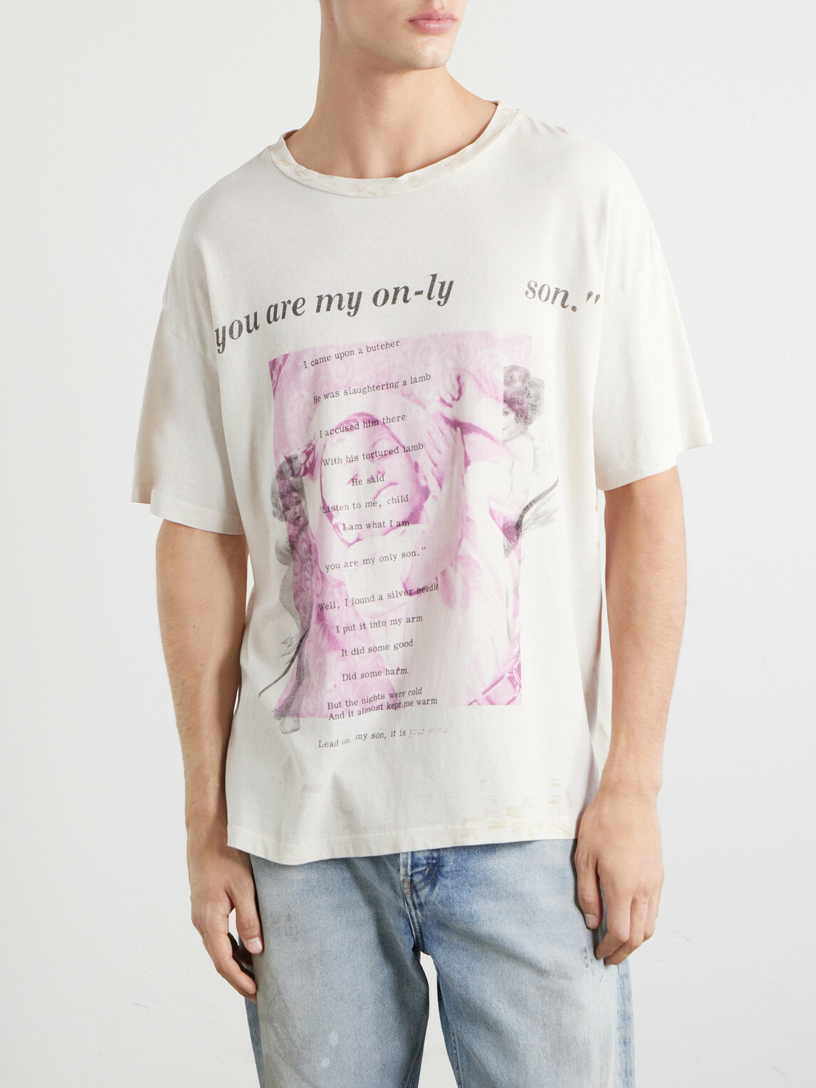 Enfants Riches Déprimés - Only Son Distressed Printed Cotton-Jersey T-Shirt - Neutrals