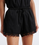 Posse Marilyn lace-trimmed cotton shorts