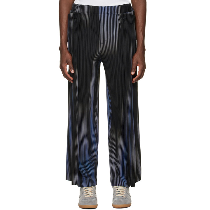 Photo: HOMME PLISSÉ ISSEY MIYAKE Blue & Black Blend Of Lights Trousers