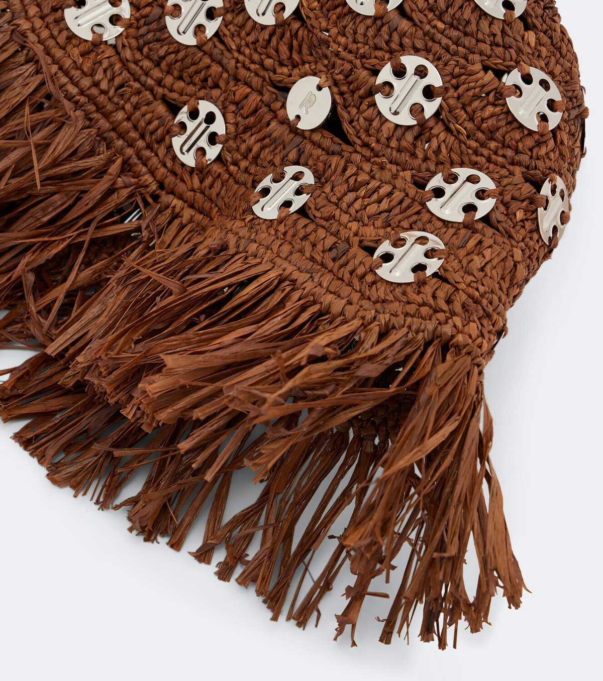 Rabanne Fringed studded raffia bucket hat