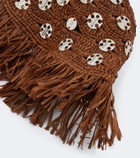 Rabanne Fringed studded raffia bucket hat