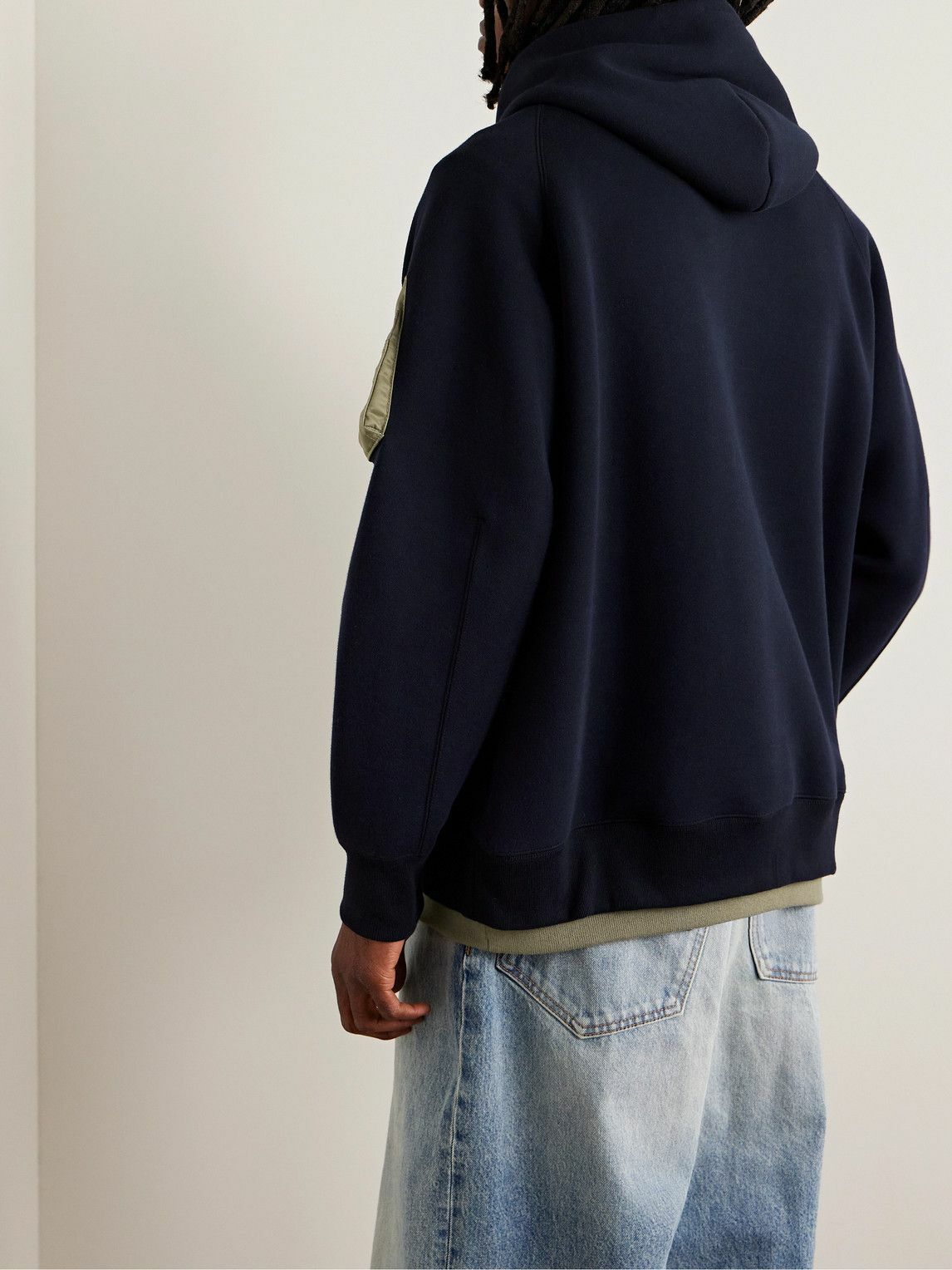 Sacai - Nylon-Trimmed Cotton-Blend Jersey Zip-Up Hoodie