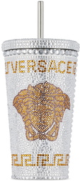 Versace Silver Medusa Studded Travel Tumbler