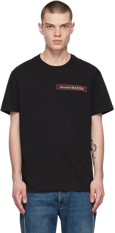 Photo: Alexander McQueen Black Webbing Logo T-Shirt