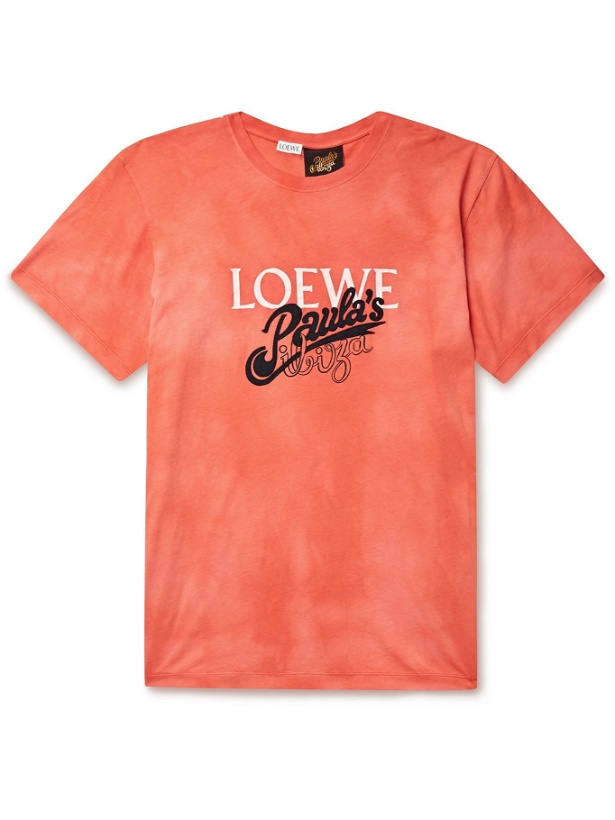 Photo: LOEWE - Paula's Ibiza Logo-Detailed Tie-Dyed Cotton-Jersey T-Shirt - Orange