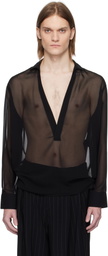 LGN Louis Gabriel Nouchi Black Sheer Shirt