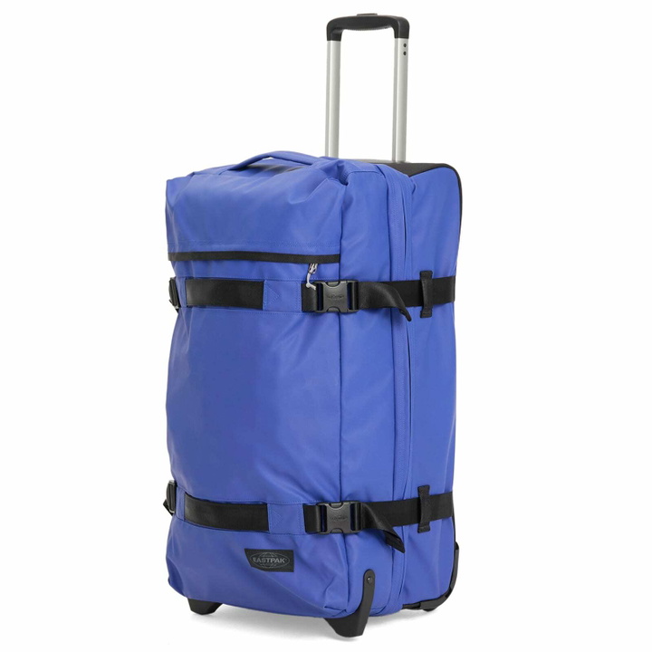 Photo: Eastpak Transit'r Medium Travel Bag With Wheels in Tarp Blue 